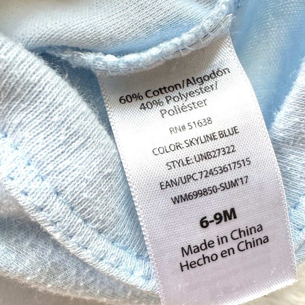 ⭐️ 5 for $25 Set of 2 Blue & White Baby Cotton Onesies Size 6–9 Months - Picture 9 of 9